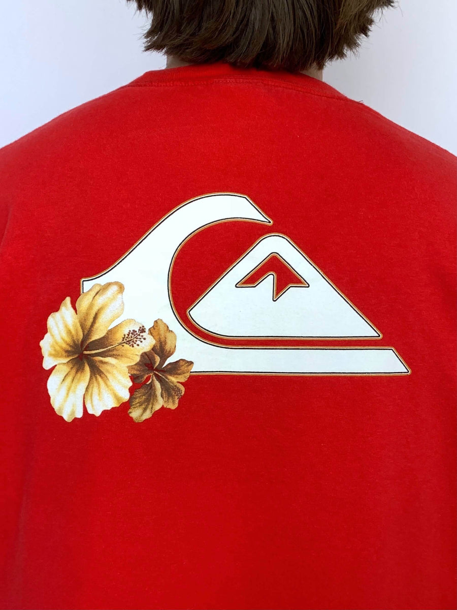 VINTAGE QUIKSILVER BIG HIBISCUS LOGO TEE - XL