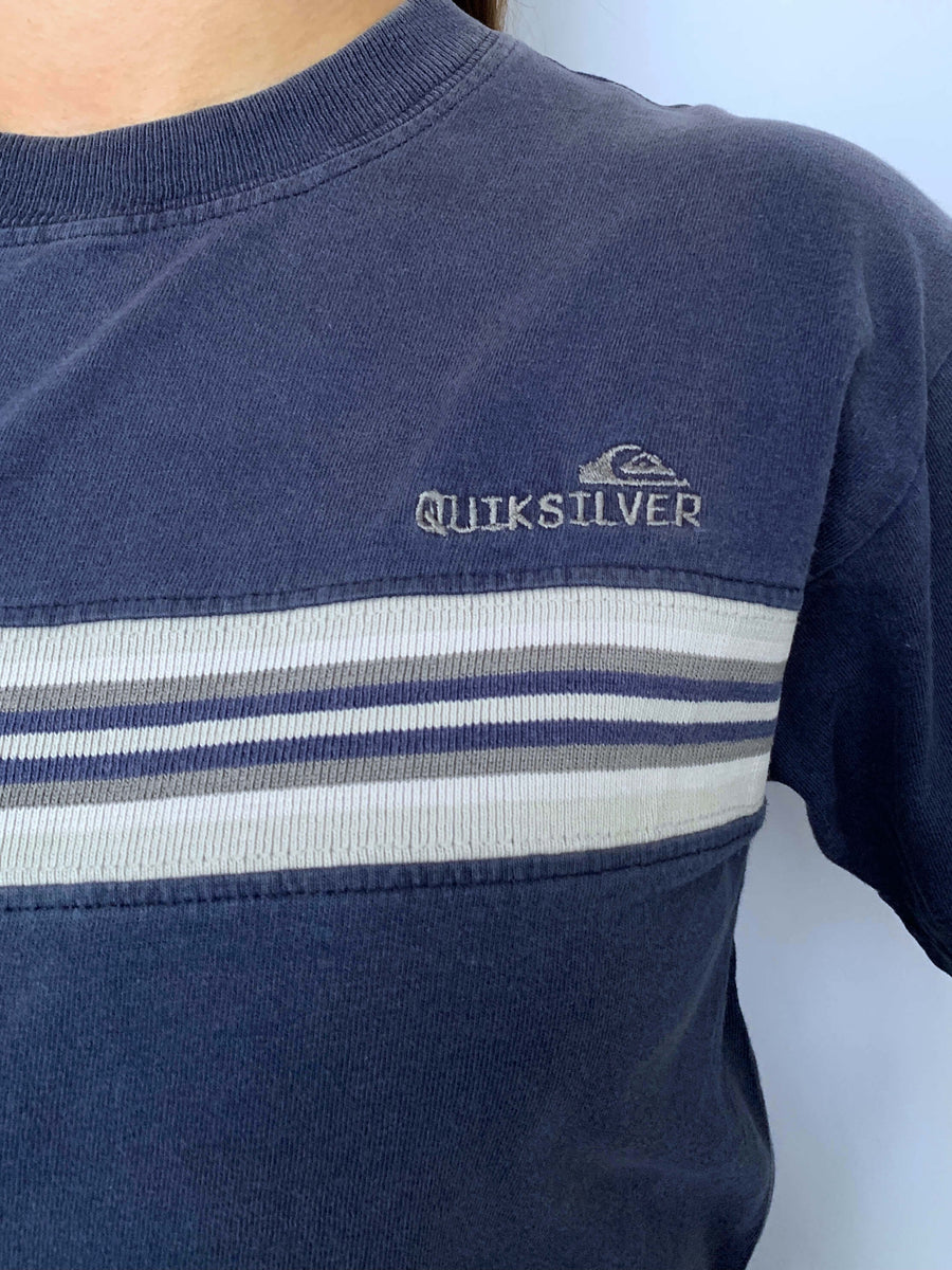 FADED 90S QUIKSILVER KNITTED CHEST STRIPE TEE - 6