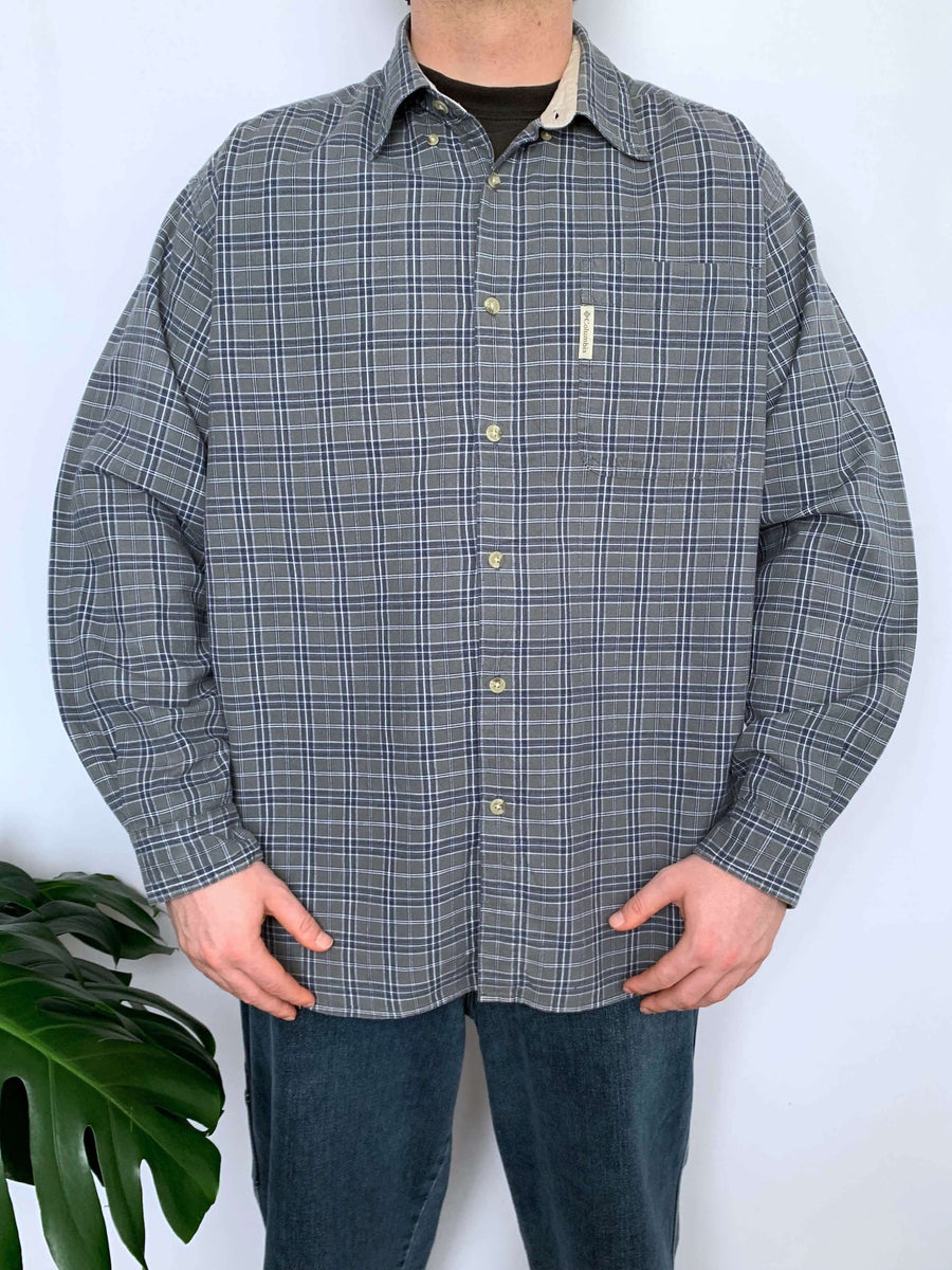 VINTAGE COLUMBIA CHECK OVERSHIRT - L