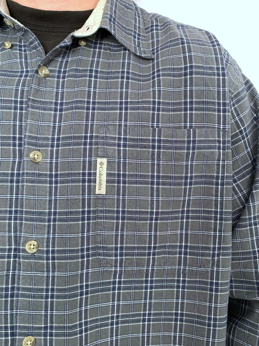 VINTAGE COLUMBIA CHECK OVERSHIRT - L