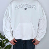 VINTAGE QUIKSILVER STITCHED SPELLOUT HOODIE - L