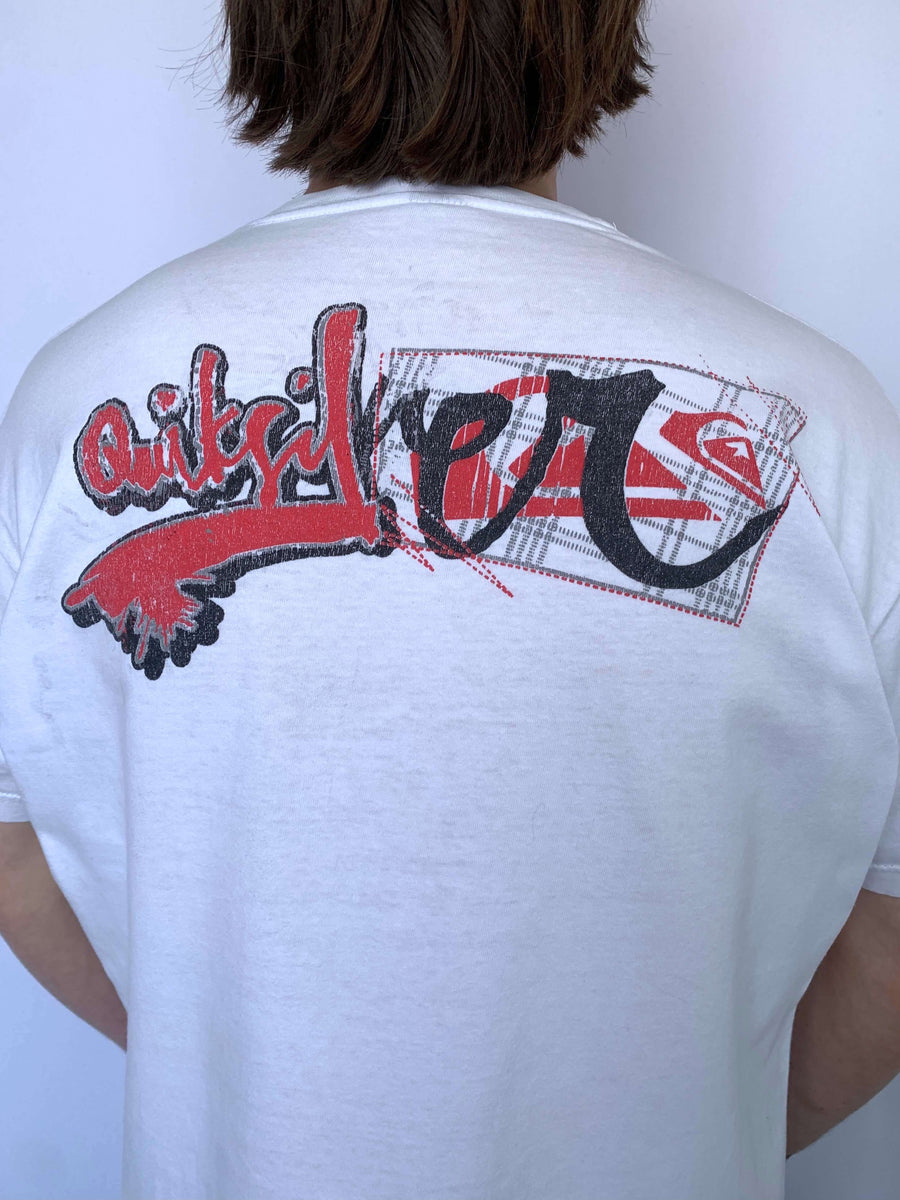 Y2K QUIKSILVER BIG SPELLOUT TEE - L