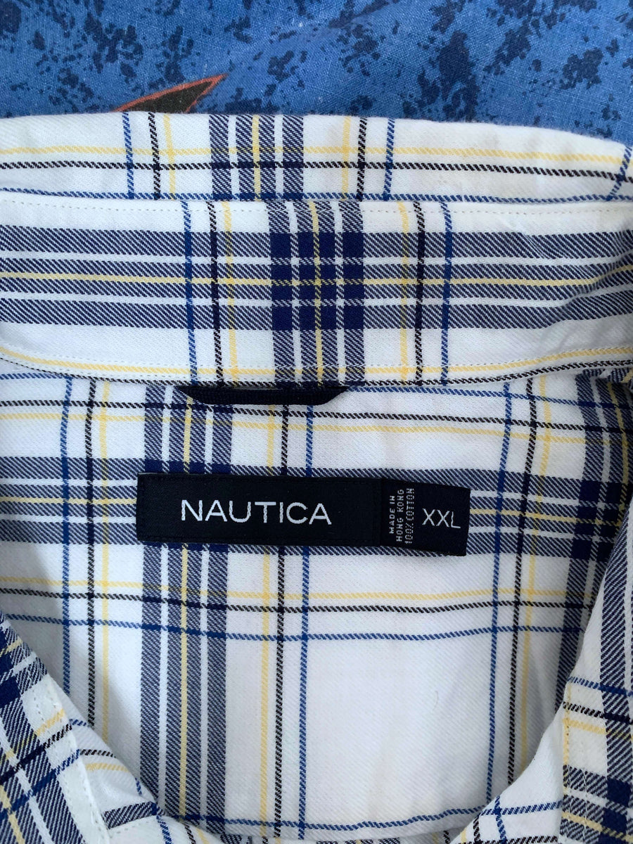 VINTAGE NAUTICA CHECK BUTTON UP - XXL