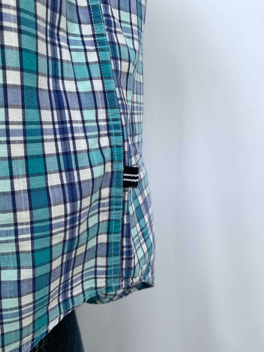 VINTAGE NAUTICA CHECK BUTTON UP - L