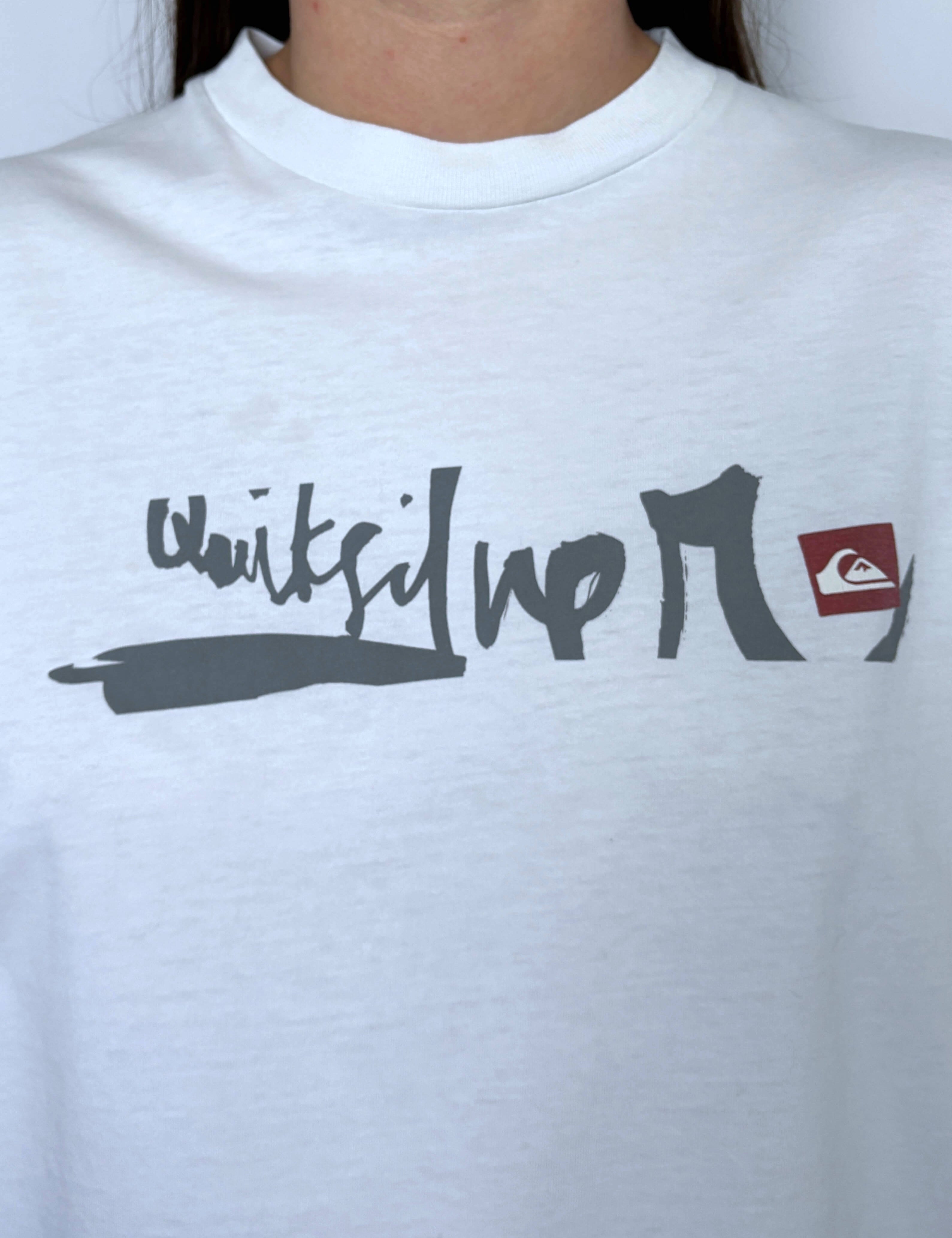 VINTAGE QUIKSILVER SCRIPT LONG SLEEVE TEE - S