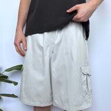 BAGGY VINTAGE QUIKSILVER ADJUSTABLE CARGO SHORTS - L/XL