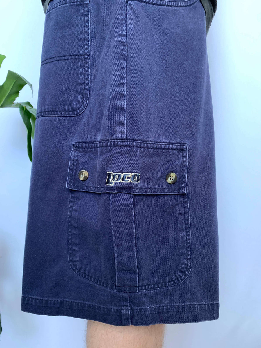 BAGGY VINTAGE LOCO STREET JEANS CARGO SHORTS - W35