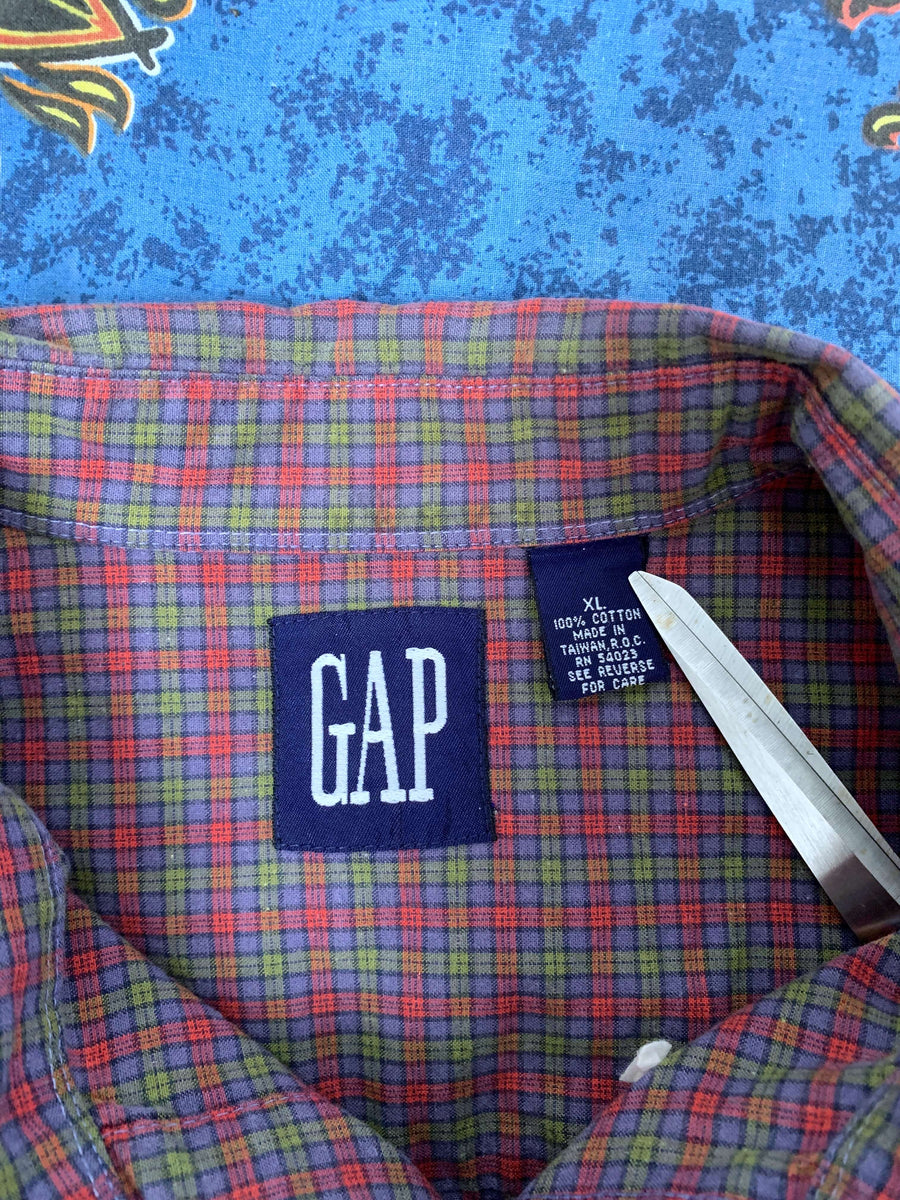 VINTAGE GAP CHECK BUTTON UP - XL