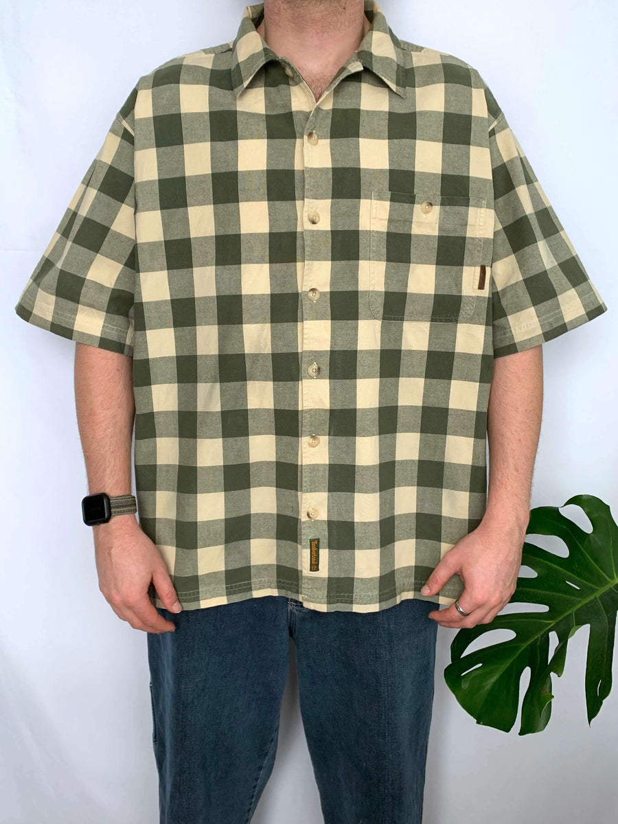 VINTAGE TIMBERLAND CHECK BUTTON UP - XL