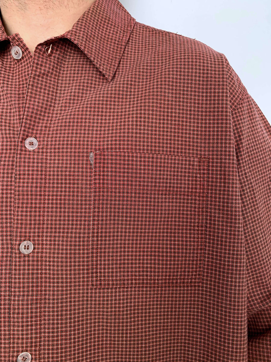 VINTAGE QUIKSILVER CHECK BUTTON DOWN SHIRT - XL