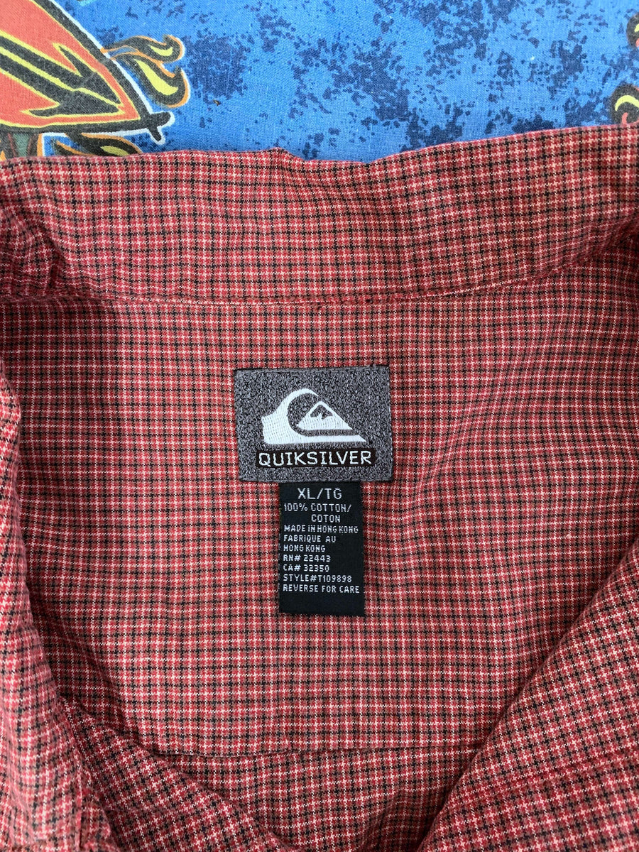 VINTAGE QUIKSILVER CHECK BUTTON DOWN SHIRT - XL