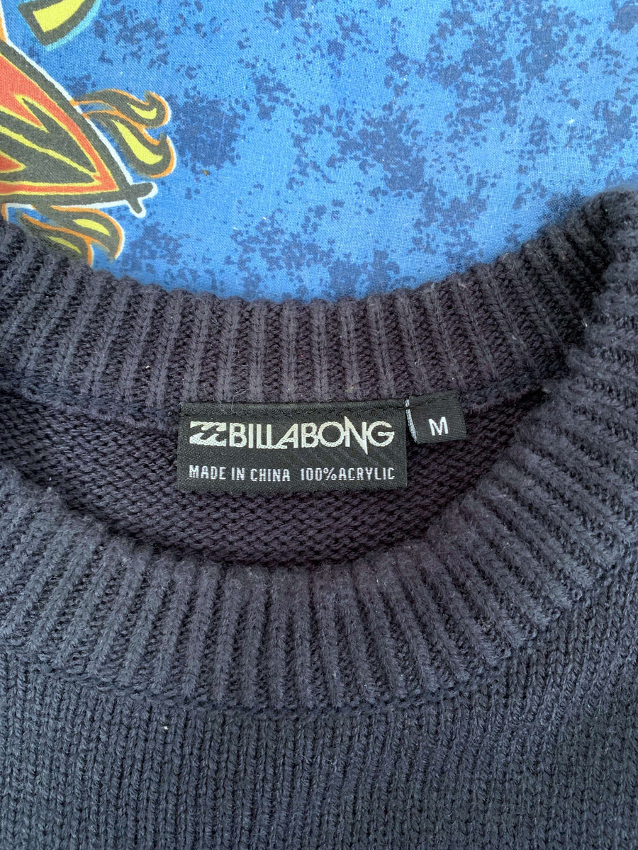 OLD SCHOOL BILLABONG EMBROIDERED KNIT JUMPER - L