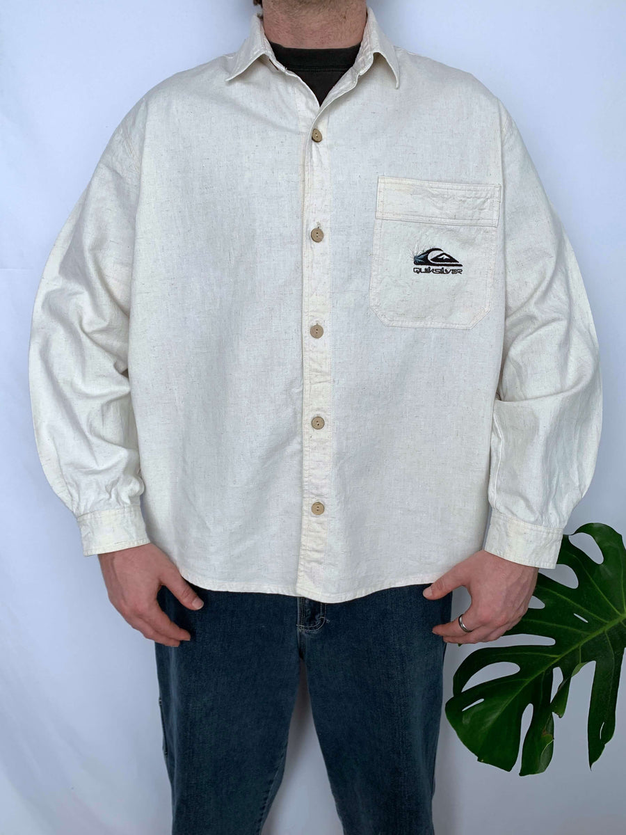 THICK 90S QUIKSILVER HEMP OVERSHIRT - M/L