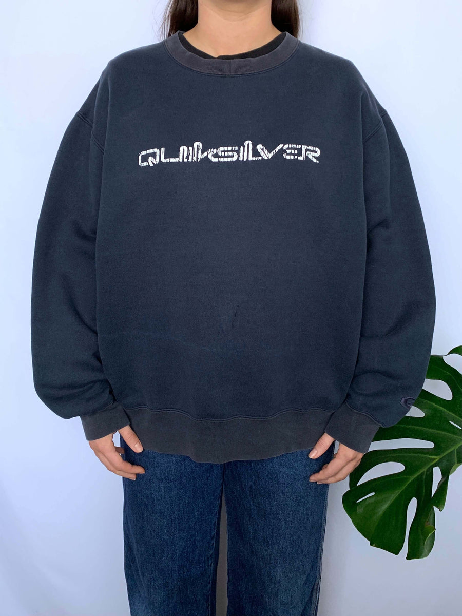 VINTAGE QUIKSILVER LOGO/SPELLOUT CREWNECK - M