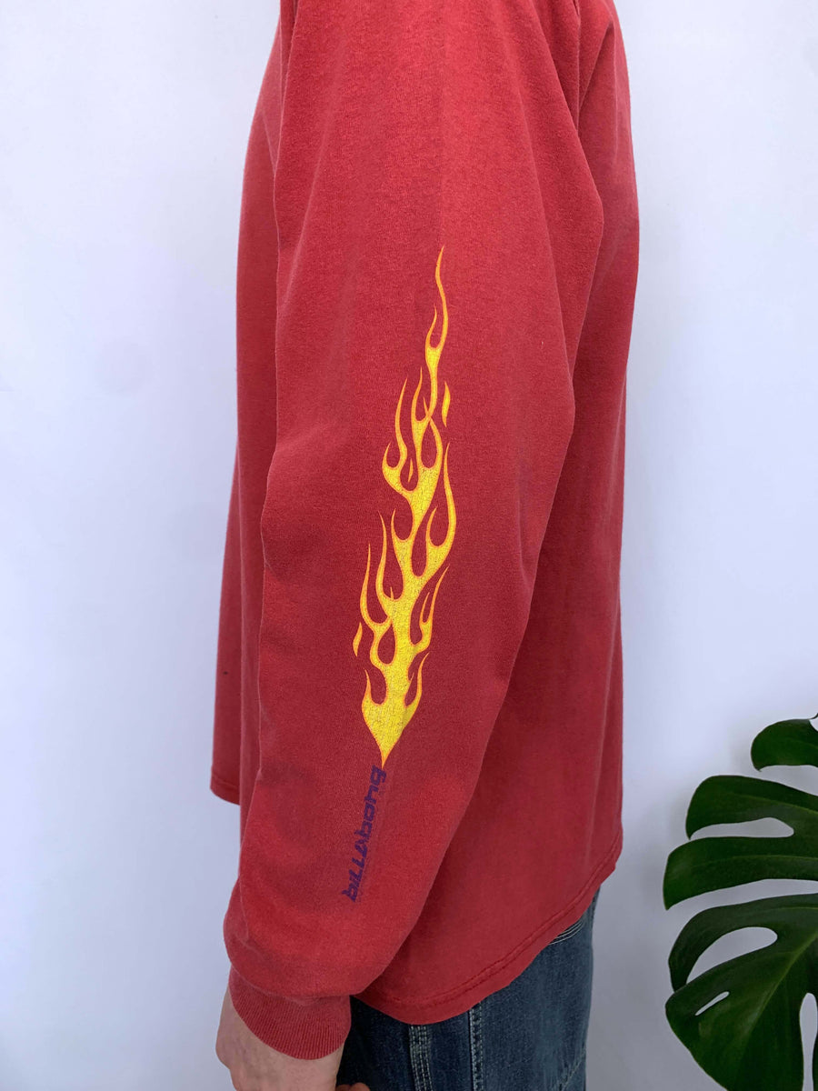 RARE VINTAGE BILLABONG FLAME LONG SLEEVE TEE - L