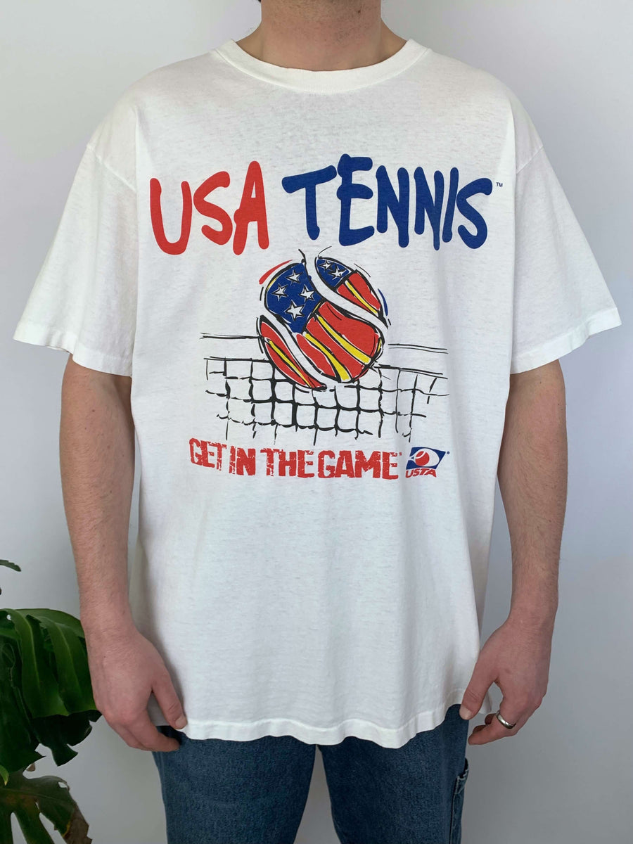 90S USA TENNIS 'GET IN THE GAME' GRAPHIC TEE - XL/XXL