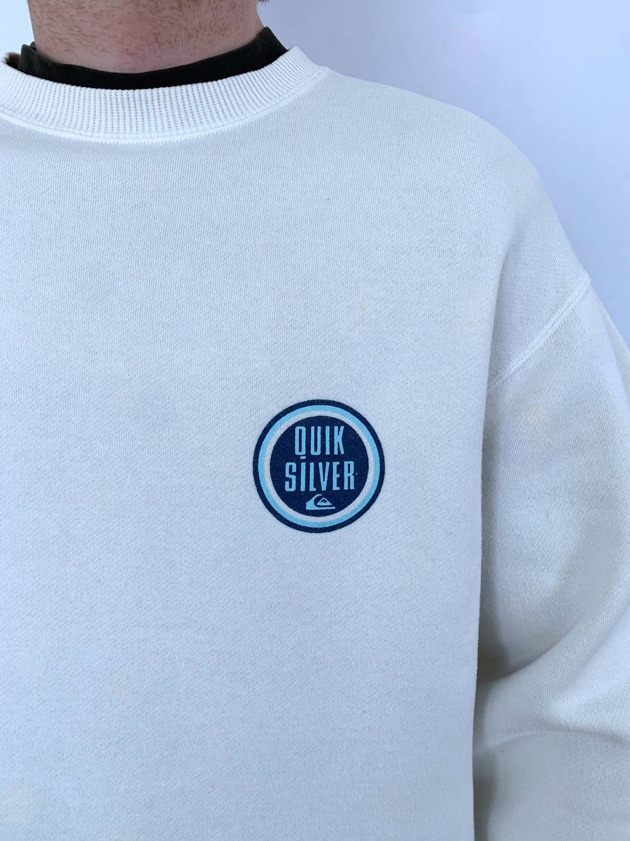 CREAM 90S QUIKSILVER HUGE GRAPHIC CREWNECK - L/XL