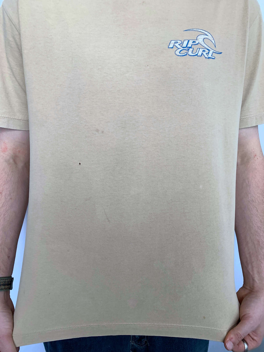 VINTAGE RIP CURL BIG SPELLOUT/LOGO TEE - M