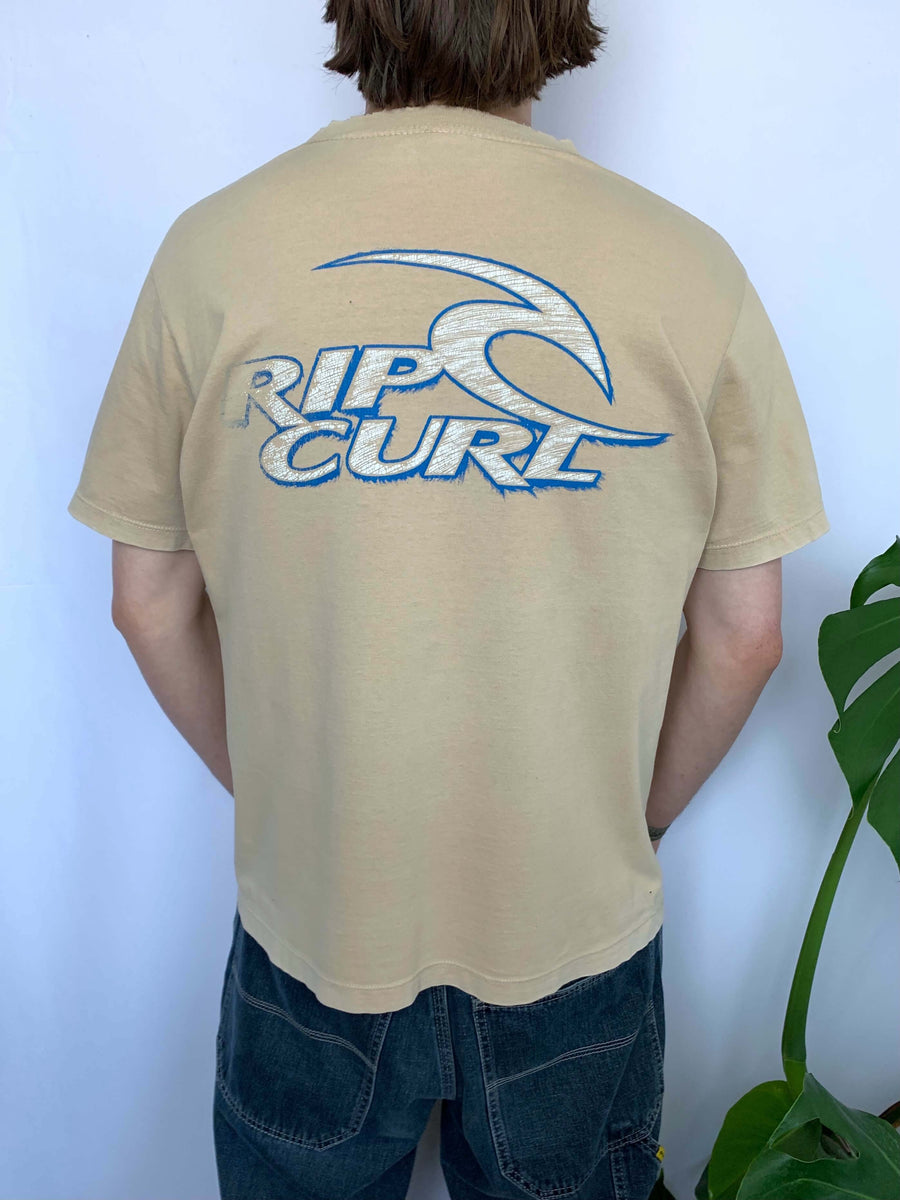 VINTAGE RIP CURL BIG SPELLOUT/LOGO TEE - M