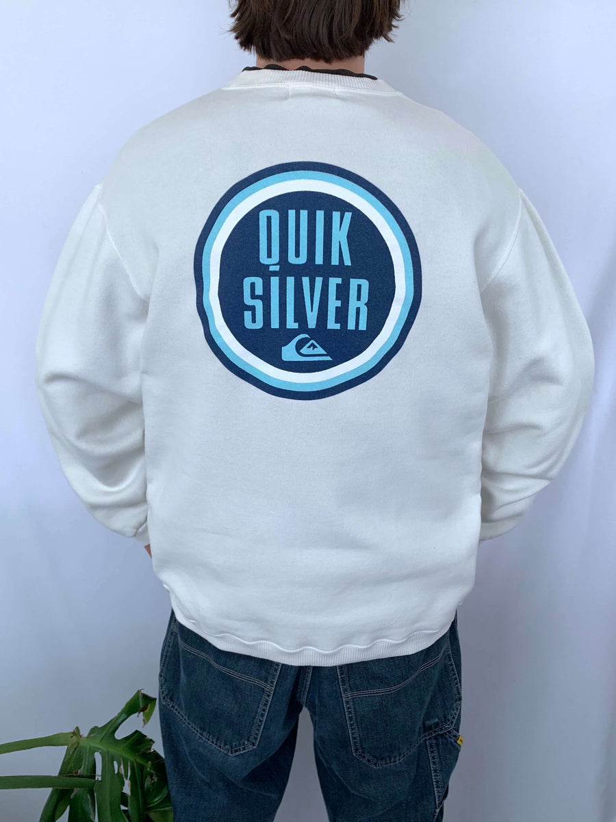 CREAM 90S QUIKSILVER HUGE GRAPHIC CREWNECK - L/XL