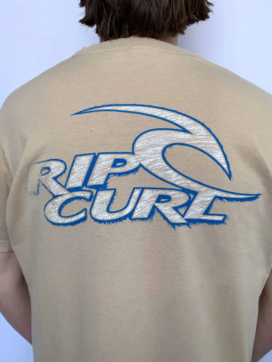 VINTAGE RIP CURL BIG SPELLOUT/LOGO TEE - M