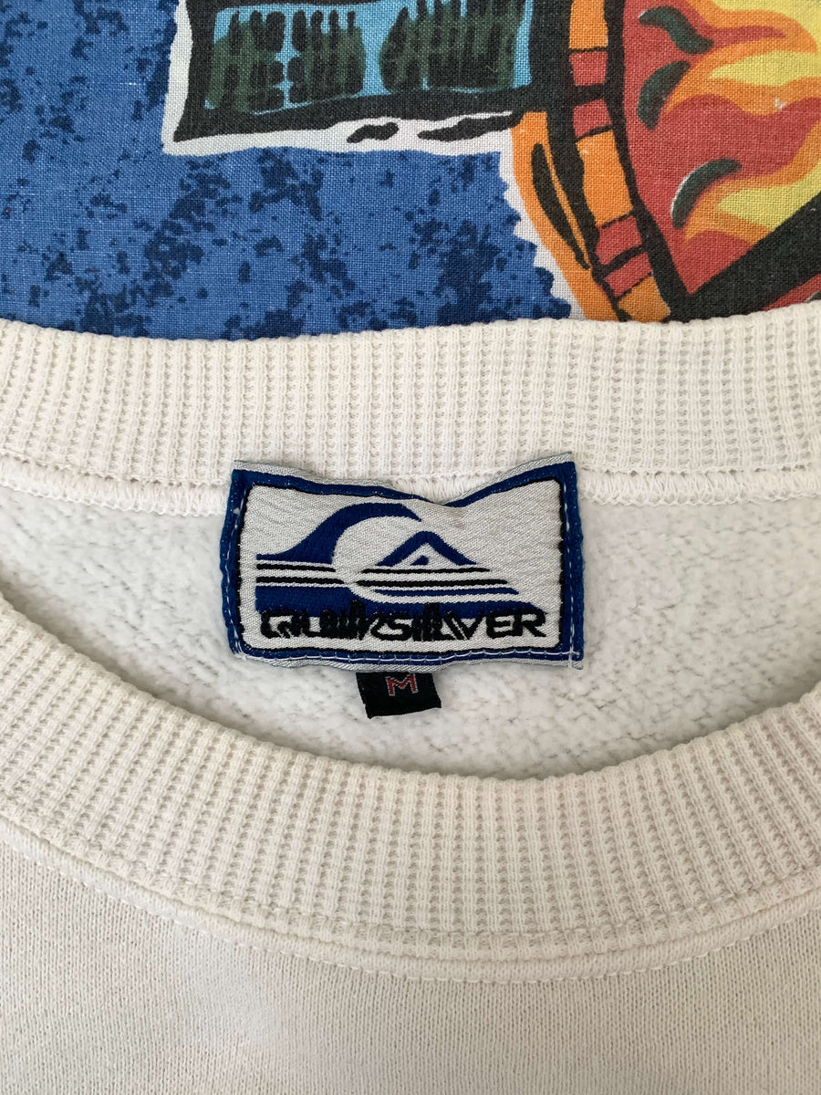 CREAM 90S QUIKSILVER HUGE GRAPHIC CREWNECK - L/XL