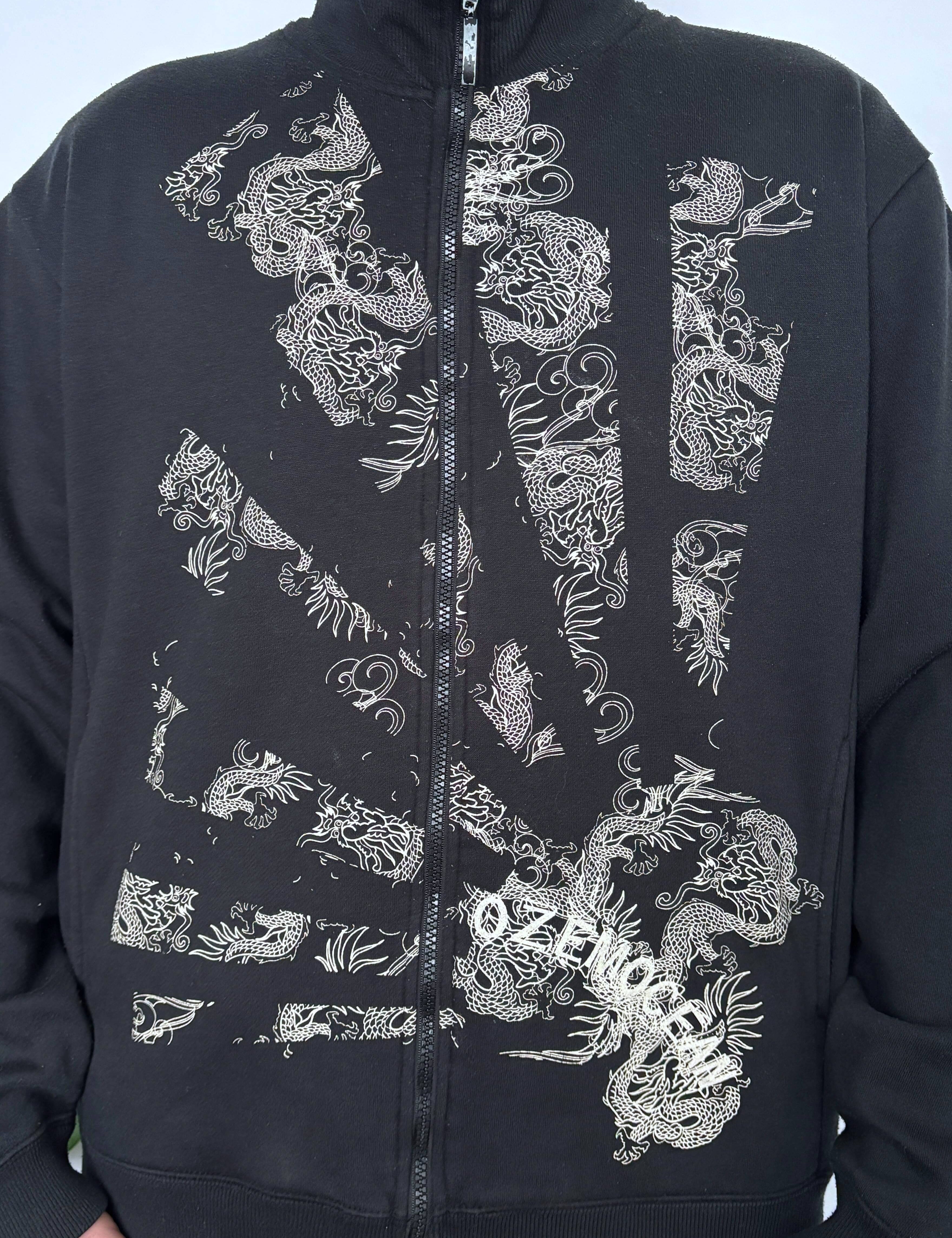 VINTAGE RISING SUN STYLE DRAGON SWEATER JACKET - L