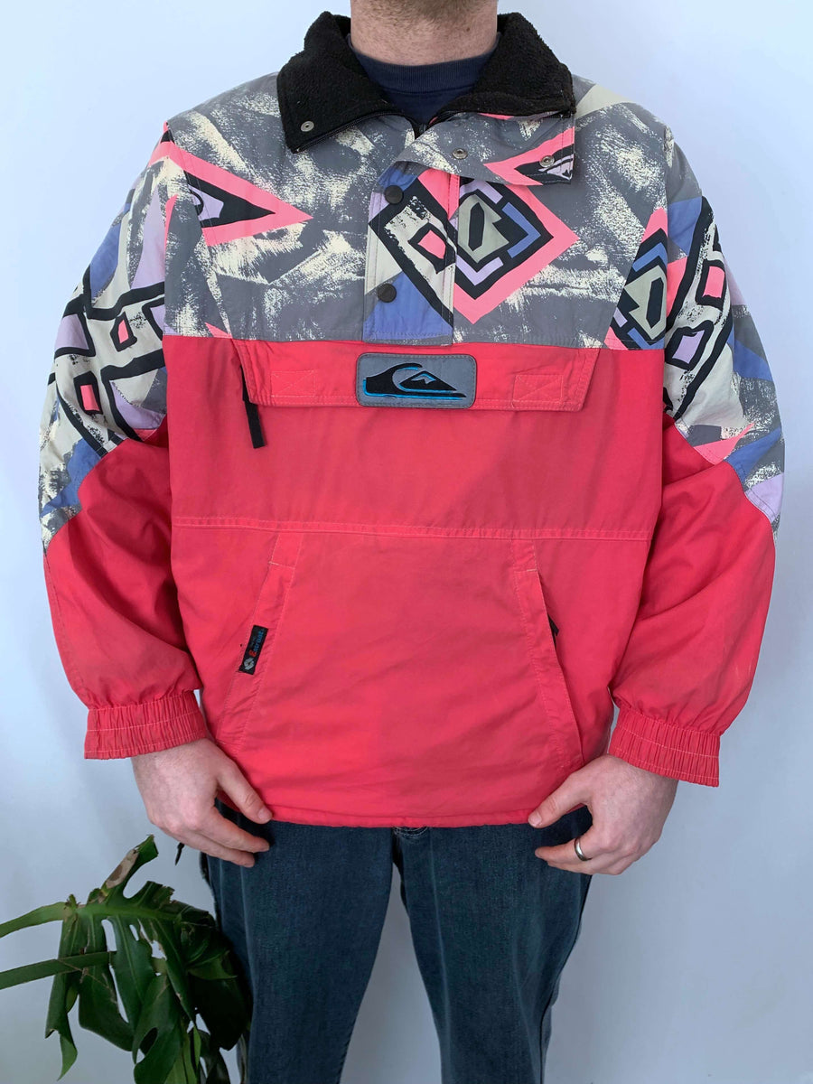 90S QUIKSILVER PATTERNED QTR ZIP JACKET