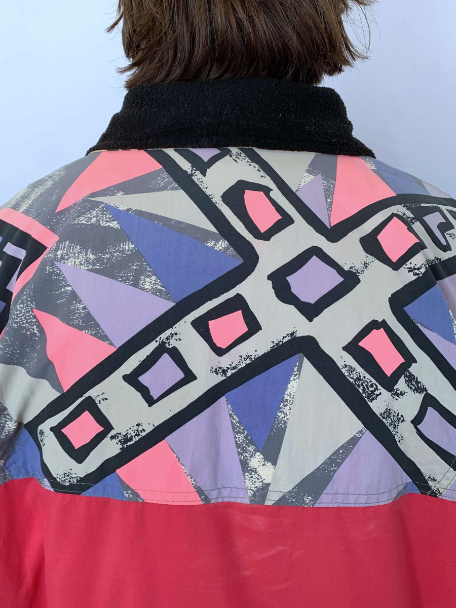 90S QUIKSILVER PATTERNED QTR ZIP JACKET