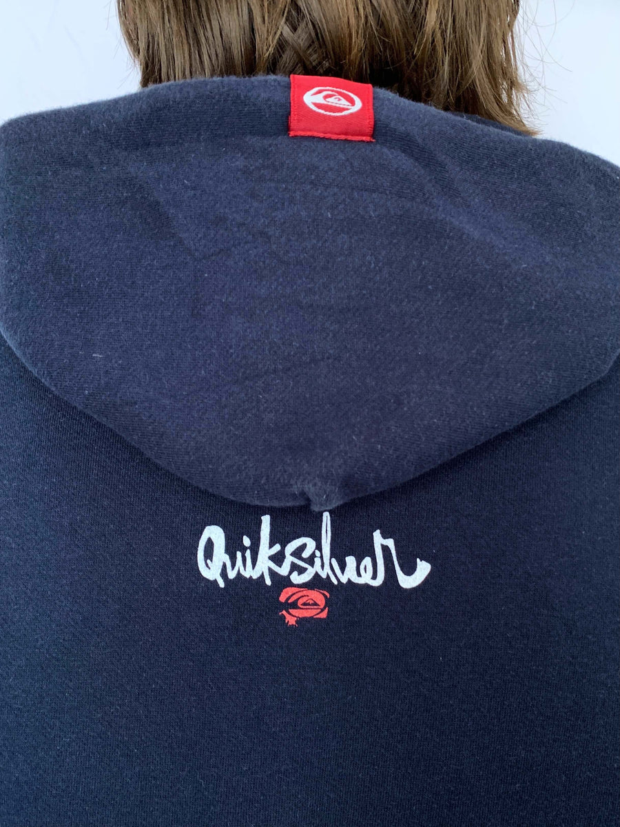 VINTAGE QUIKSILVER BIG SPELLOUT HOODIE - M