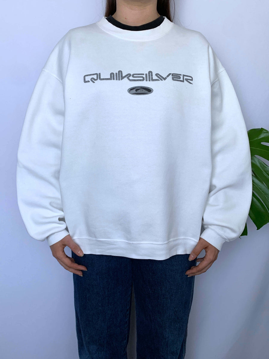 90S QUIKSILVER 3D SPELLOUT/LOGO CREWNECK - S