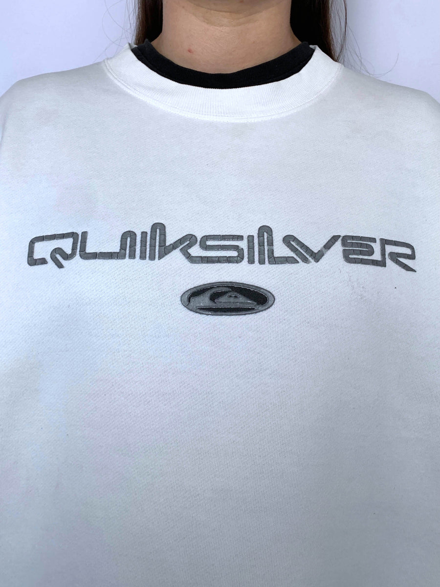 90S QUIKSILVER 3D SPELLOUT/LOGO CREWNECK - S