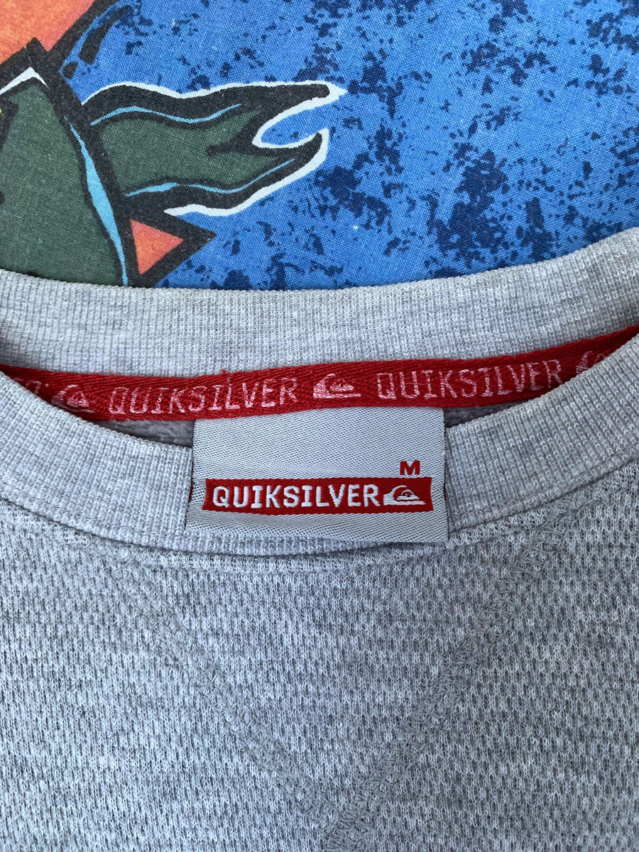 VINTAGE QUIKSILVER TEXTURED EMBROIDERED SPELLOUT CREWNECK - L