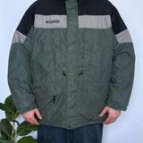 HEAVY DUTY VINTAGE COLUMBIA TRI-TONE JACKET - L