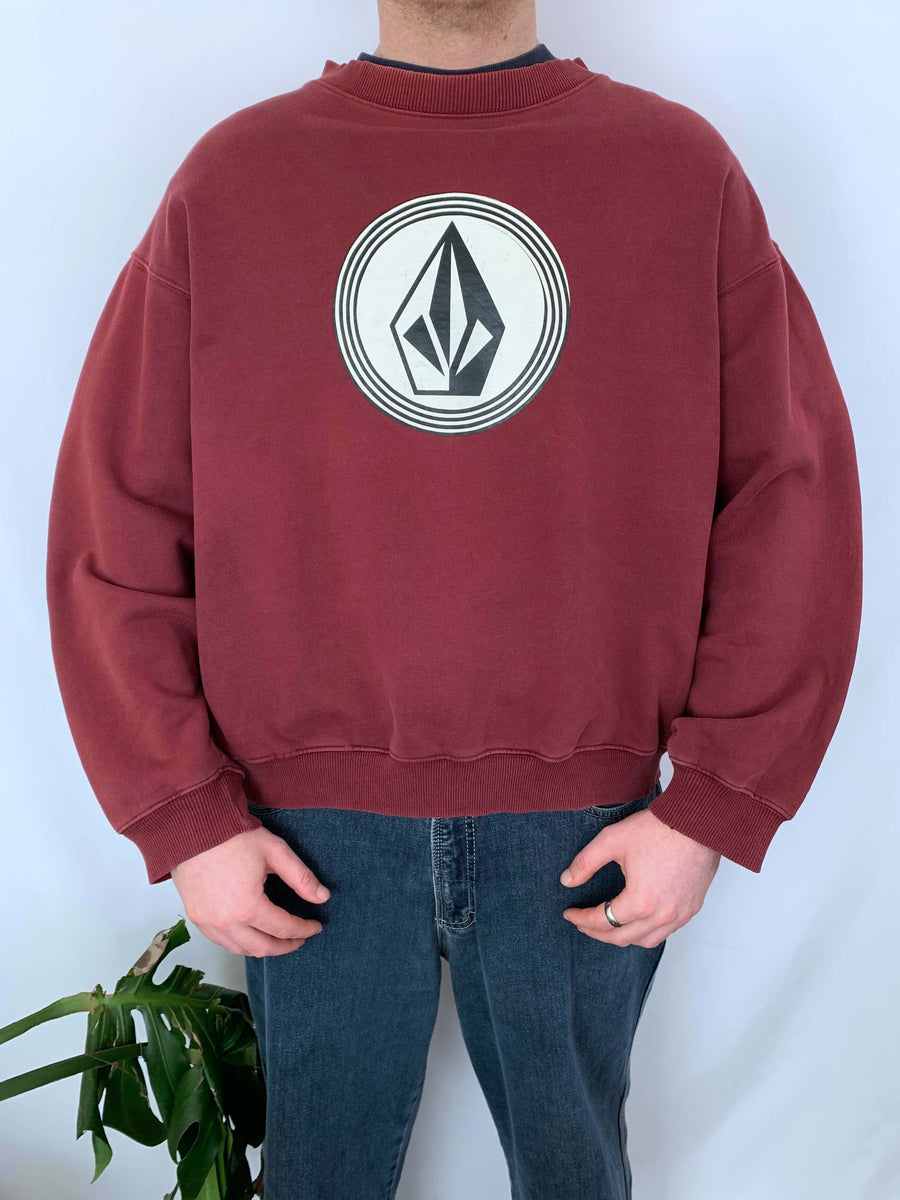 90S VOLCOM LOGO FRONT HIT CREWNECK - L