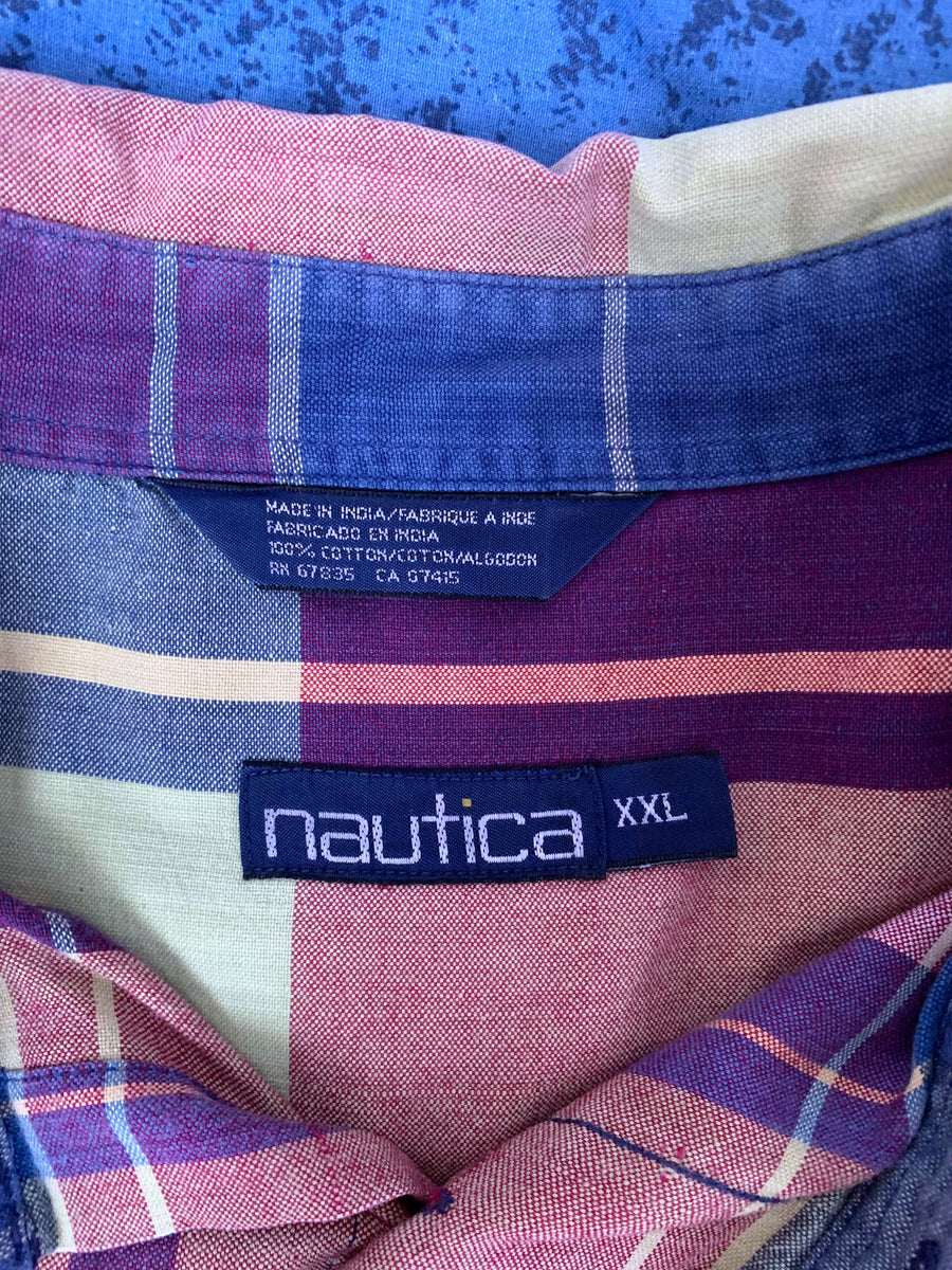 VINTAGE NAUTICA CHECK BUTTON UP - XXL