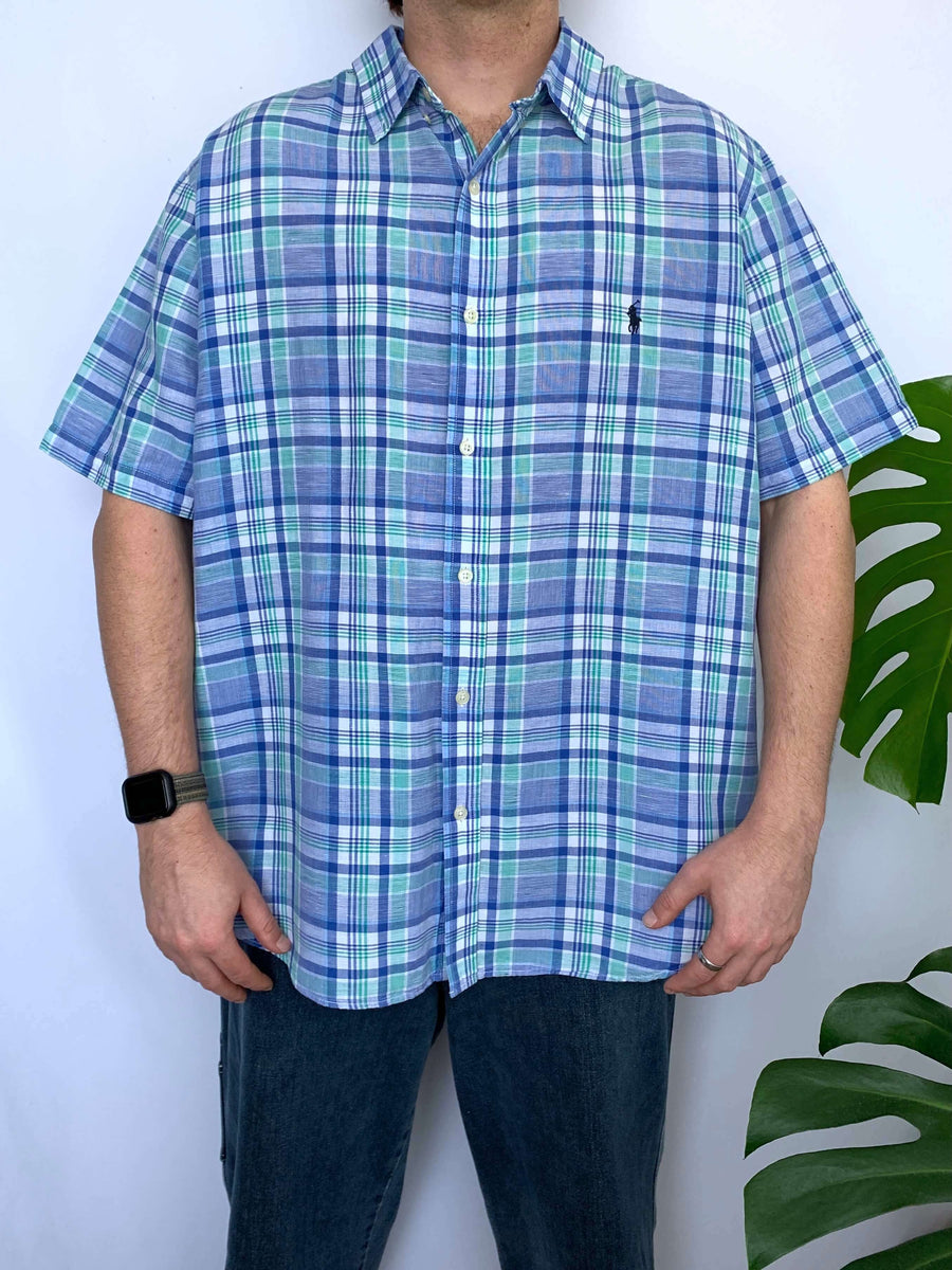 VINTAGE RALPH LAUREN CHECK BUTTON UP - XL