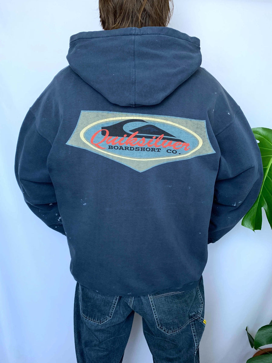 90S QUIKSILVER PAINT STAINED HOODIE - XL