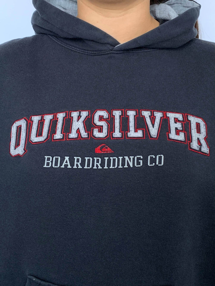 FADED VINTAGE QUIKSILVER BIG SPELLOUT HOODIE - 8/10