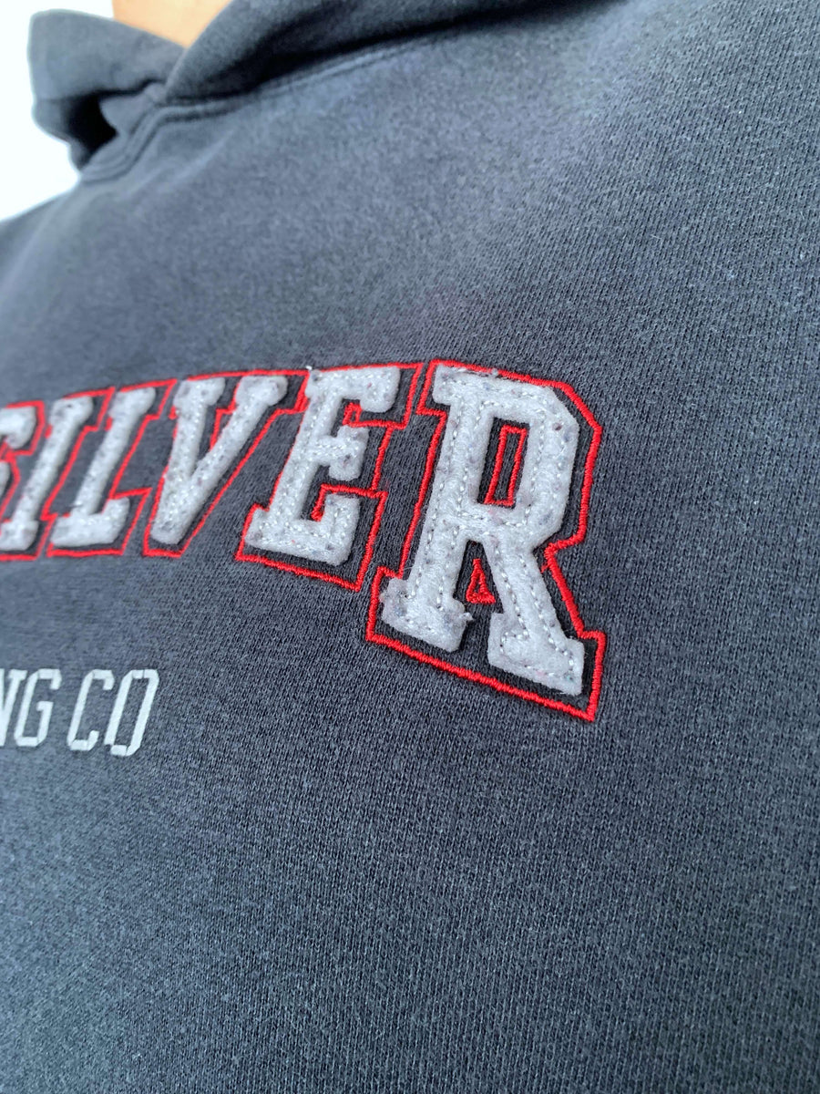 FADED VINTAGE QUIKSILVER BIG SPELLOUT HOODIE - 8/10