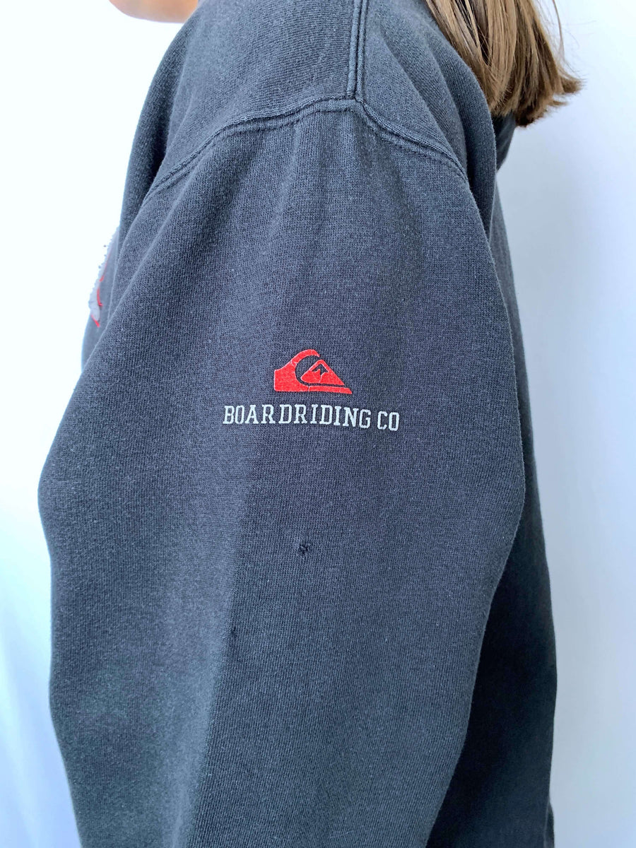 FADED VINTAGE QUIKSILVER BIG SPELLOUT HOODIE - 8/10