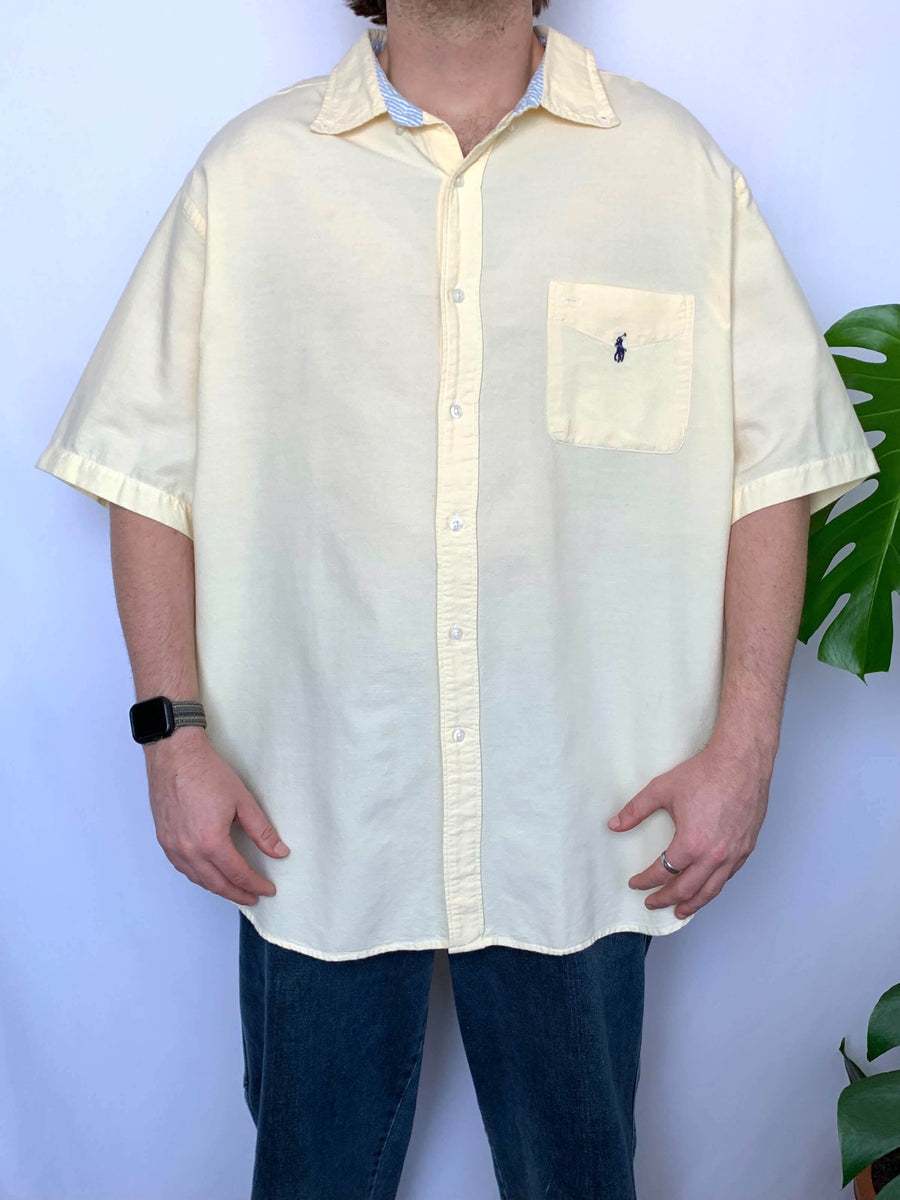 VINTAGE RALPH LAUREN PALE YELLOW BUTTON UP - XXL