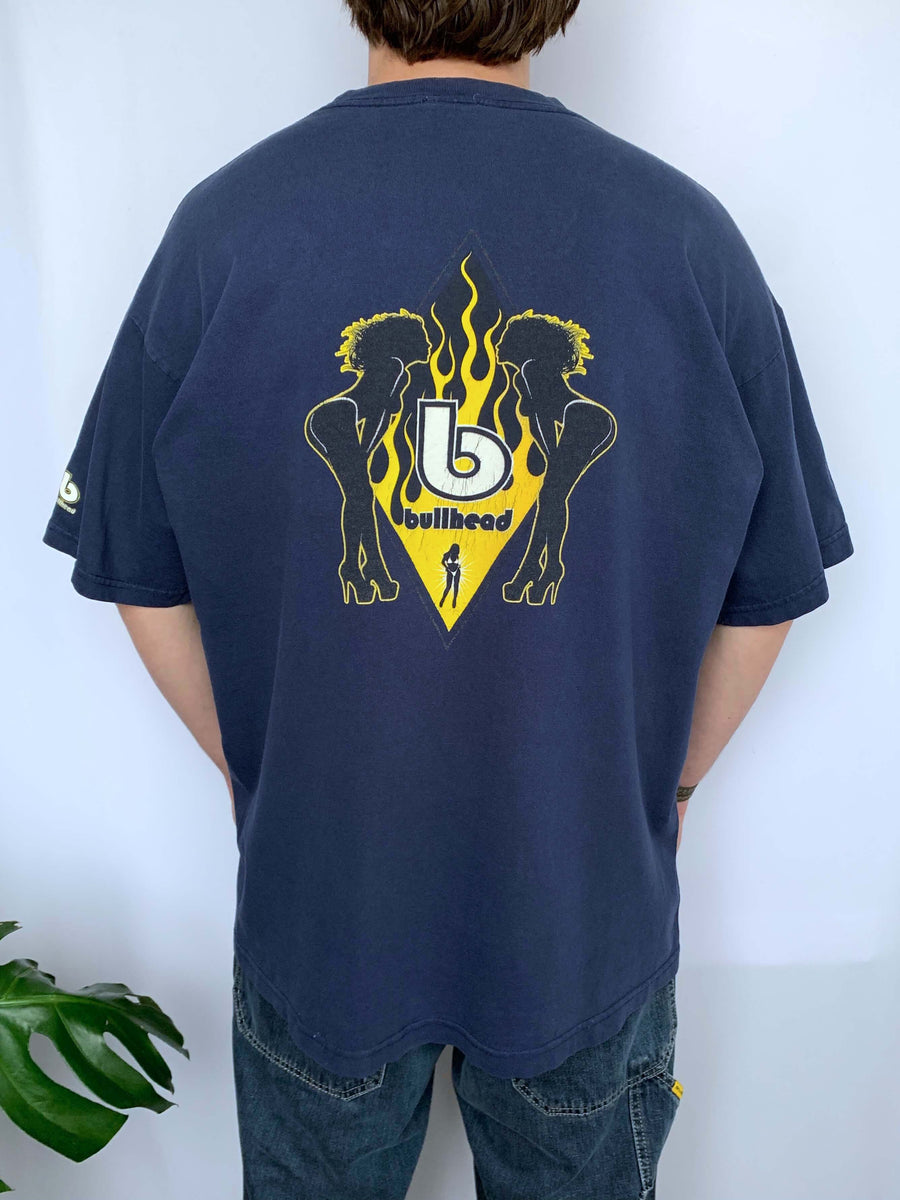 FADED VINTAGE BULLHEAD FLAME TEE - XL