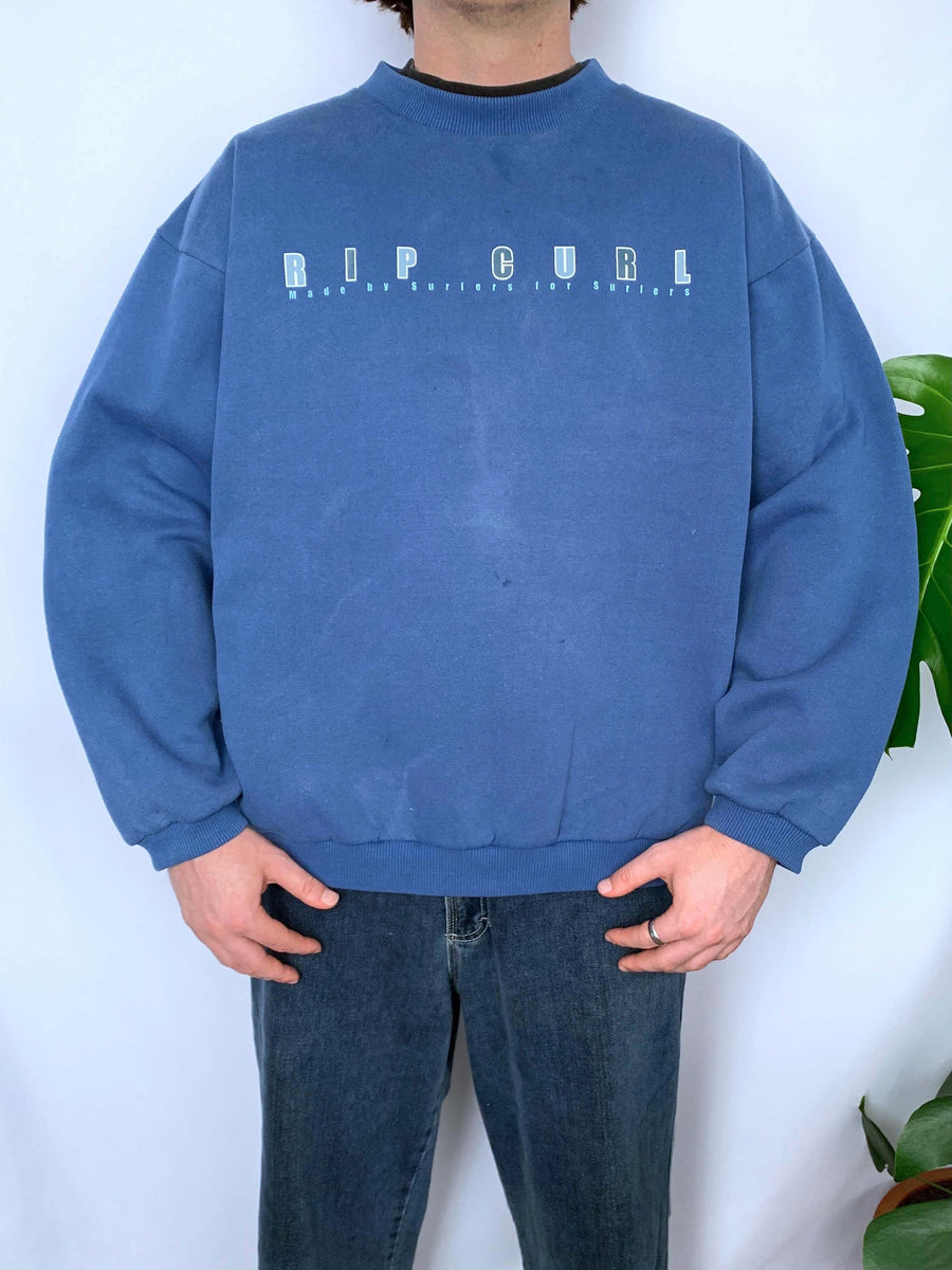 RARE 90S RIP CURL MADE IN AUS. CREWNECK - L