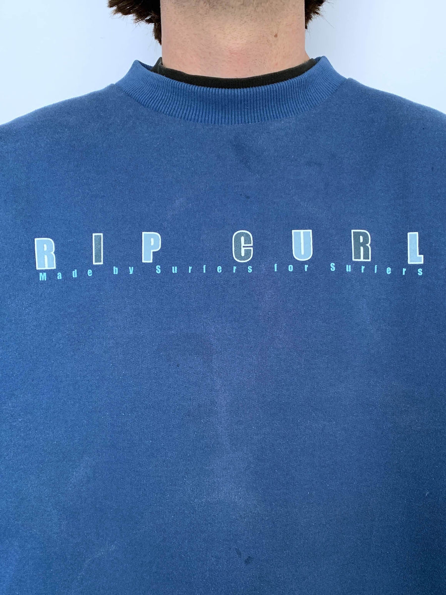 RARE 90S RIP CURL MADE IN AUS. CREWNECK - L