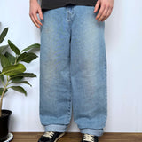 FADED LIGHTWASH EMBROIDERED JEANS - W35/36