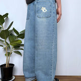 FADED LIGHTWASH EMBROIDERED JEANS - W35/36