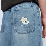 FADED LIGHTWASH EMBROIDERED JEANS - W35/36